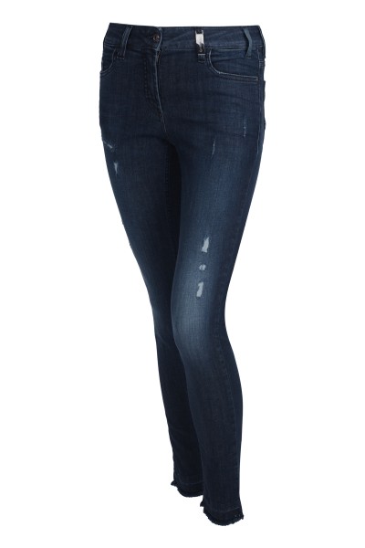 Dunkle Five-Pocket-Jeans mit Destroyed-Effekten